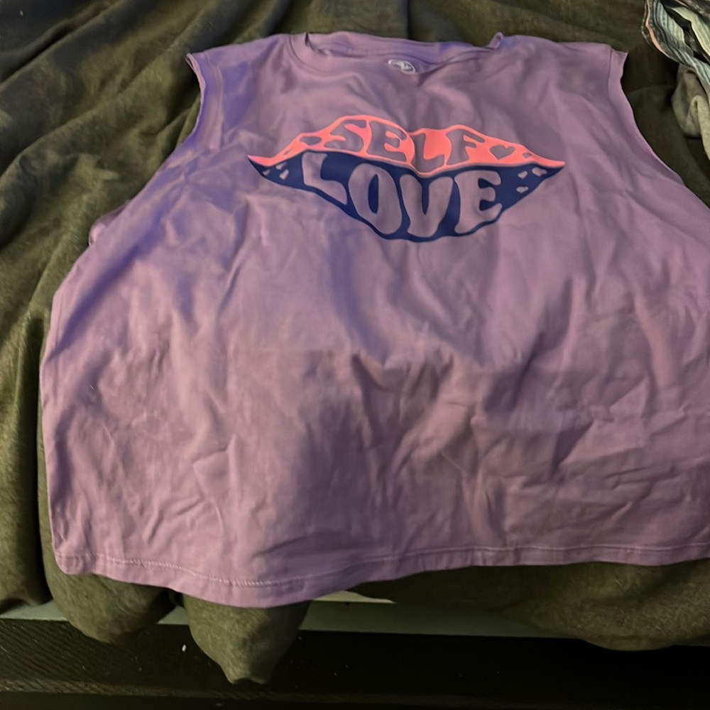Purple sleeveless workout shirt